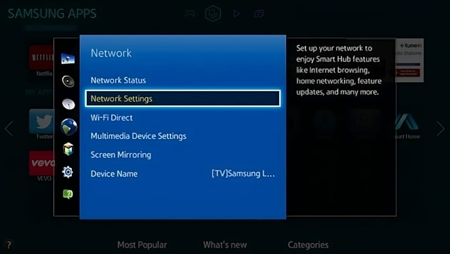 Network settings Tizen