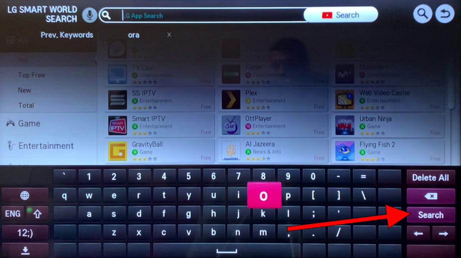 Search apps NetCast LG TV