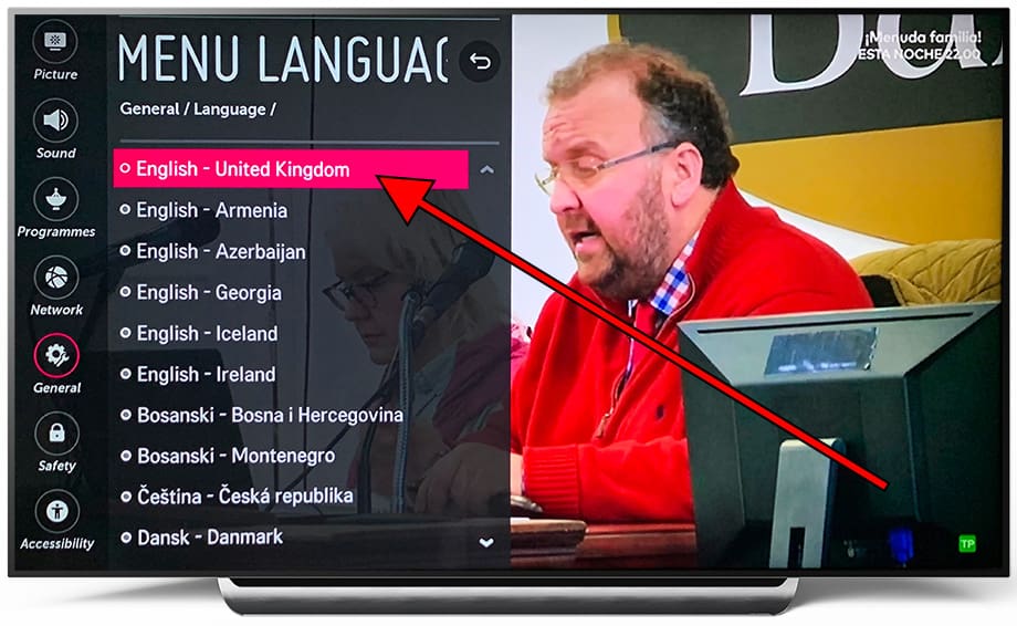 LG TV available languages