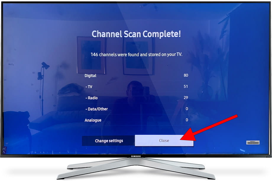 Channel scan complete Samsung TV