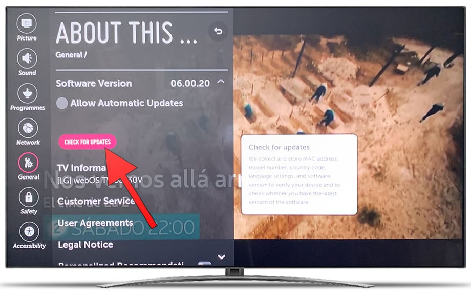 Allow automatic updates TV LG